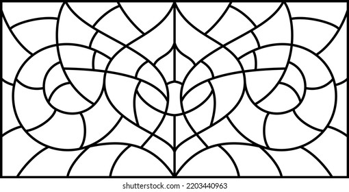 Vector sketch of a stained glass window. Pattern for iron railing and fence. Abstract Art Deco template for luxury interior. Modern stained glass background. 