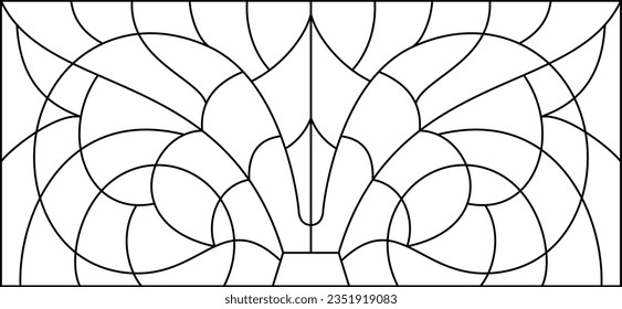 Vector sketch of a stained glass window. Pattern for iron railing and fence. Abstract Art Nouveau template for luxury interior. Modern stained glass background. 