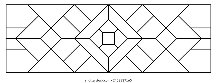 Boceto de Vector de una vidriera. Patrón de Antiguas. Abstractas fondo de vitral. Decoración Art Decó para el interior. Interior moderno de lujo. Plantilla para el diseño. Valla. Barandilla de hierro.