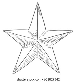 Vector Sketch Star Shape on White Background