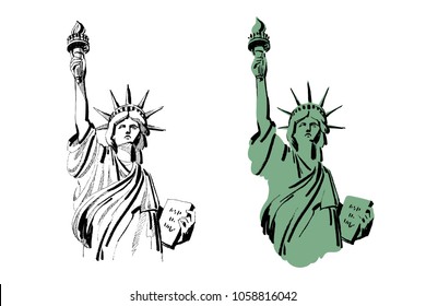 Vector sketch of Statue of Liberty New York of USA in illustration