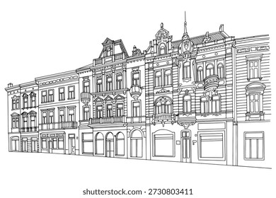 Vector sketch of street scene in Lviv, Ukraine.