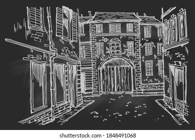 Vector sketch of street scene in Rome, Italy.