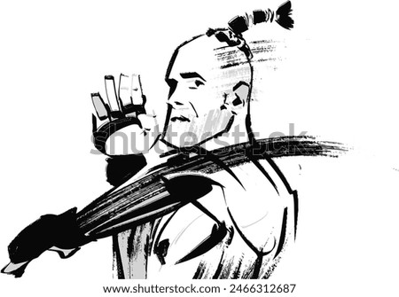 vector sketch of the strong fighter in the Pentagon