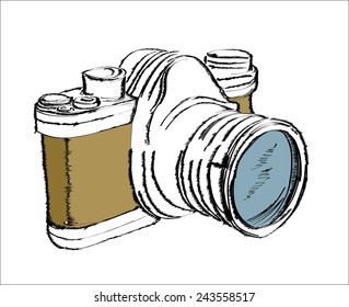 vector sketch style of retro camera