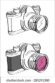 vector sketch style of retro camera