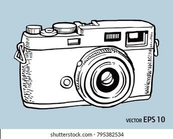 vector sketch style of retro camera