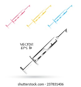 Vector sketch style of syringe icons. Design element