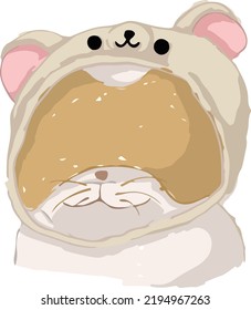 Vector sketch of a stylized kitten's face