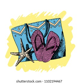 vector sketch. summer vacation objects. colour.