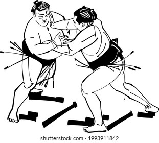 The vector sketch of the sumo wrestler 