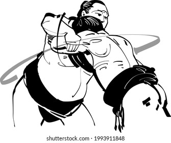 The vector sketch of the sumo wrestler 