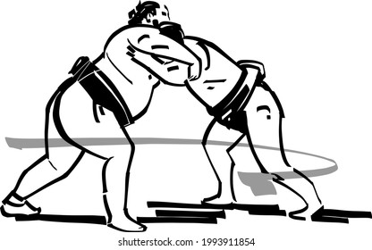 The vector sketch of the sumo wrestler 