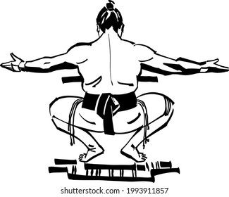 The vector sketch of the sumo wrestler 