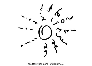 vector sketch, sun burst and circle frame
