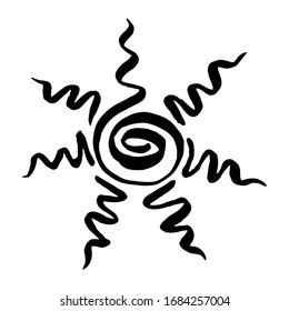 
Vector sketch of the sun. Decorative illustration, stylization.