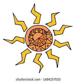 
Esbozo vectorial del sol. Ilustración decorativa, estilización.