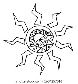 
Vector sketch of the sun. Decorative illustration, stylization.