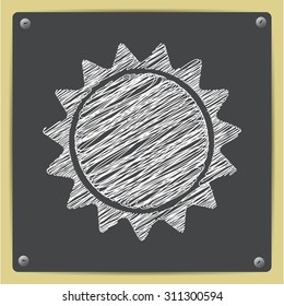 Vector sketch sun icon on school blackboard  