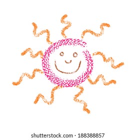 Vector sketch of sun with smiling face.