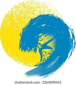 vector sketch  surfing on the waves
