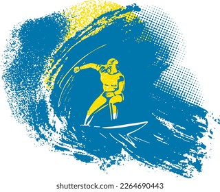 boceto vectorial navegando por las olas
