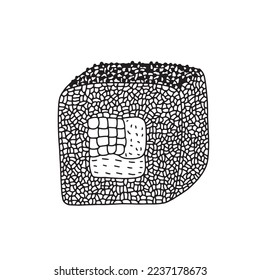 Vector sketch of sushi with salmon isolated. Maki sushi hand drawn sketch