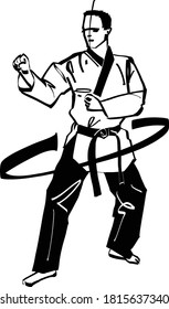 vector sketch of a taekwondo man