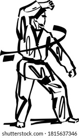 vector sketch of a taekwondo man