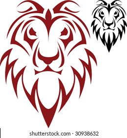 The vector sketch of a tattoo of a head of a lion