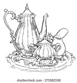 Vector sketch of tea service