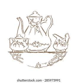 Vector sketch of tea service