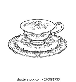 Vector sketch tea set