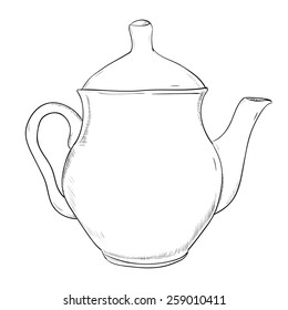 Vector sketch of teapot. Hand draw illustration.