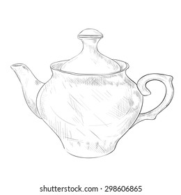 Vector sketch of teapot. Hand draw illustration.