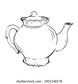 Vector sketch of teapot, outline