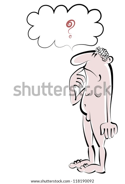 Vector Sketch Thoughtful Naked Man Bubble Stock Vector Royalty Free