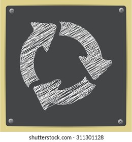 Vector sketch three arrows icon on school blackboard  