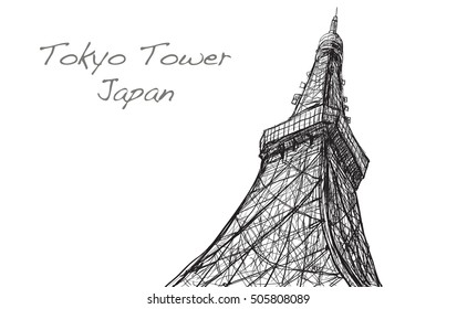 vector sketch of Tokyo construction in Japan, free hand draw illustration 