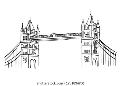 boceto vectorial de Tower Bridge, Londres, Reino Unido.