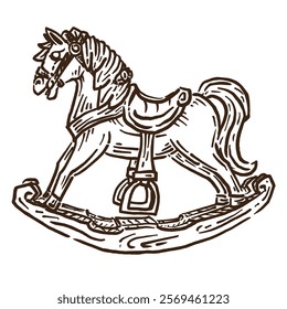 vector sketch of a toy horse for children with a unique vintage style design
