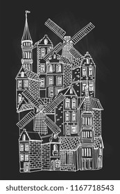 vector sketch of traditional architecture of Belgium.