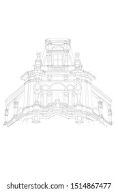 Vector sketch of Traditional architecture in the town of Bruges (Brugge), Belgium