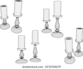 vector sketch of traditional ethnic vintage classic living room candle interior decoration design