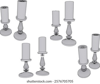 vector sketch of traditional ethnic vintage classic living room candle interior decoration design