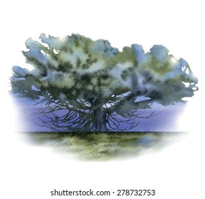 Vector sketch of tree landscape