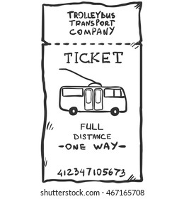 Vector Sketch Trolleybus Ticket