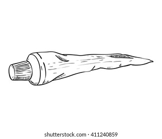 Vector sketch of tube with toothpaste. Hand drawn vector