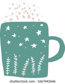 Vector sketch of the turquoise Cup. Color sketch, handmade. Great idea for a postcard , calendar, holiday invitation, wrapping paper. Suitable for decorating recipes, frames, diaries.