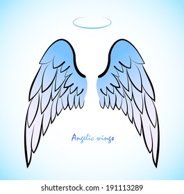 Vector sketch of two big blue wing.